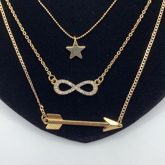 Gold-tone Infinity Tri-Necklace - Picture 3 of 5